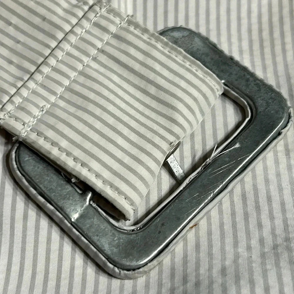 Y2K Tristan belted neutral striped collared,hidden button trench coat,L,lined - Picture 16 of 16